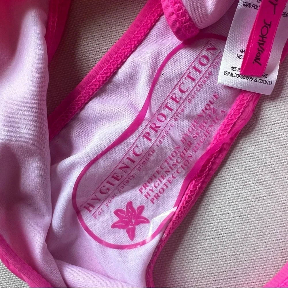NWT Betsey Johnson Girls Swimsuit 2 Piece Size 10 Pink / Rainbow Ruffles